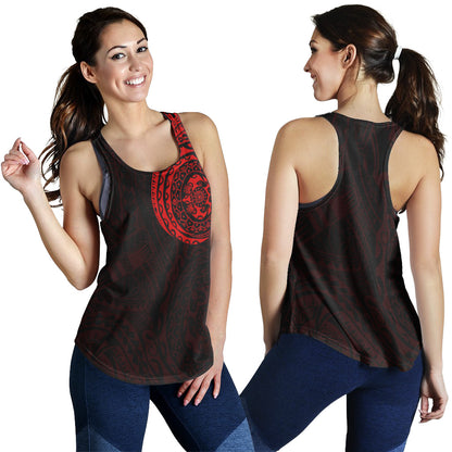 Polynesian Women Racerback Tank - Polynesian Tattoo Style Version 2 Red