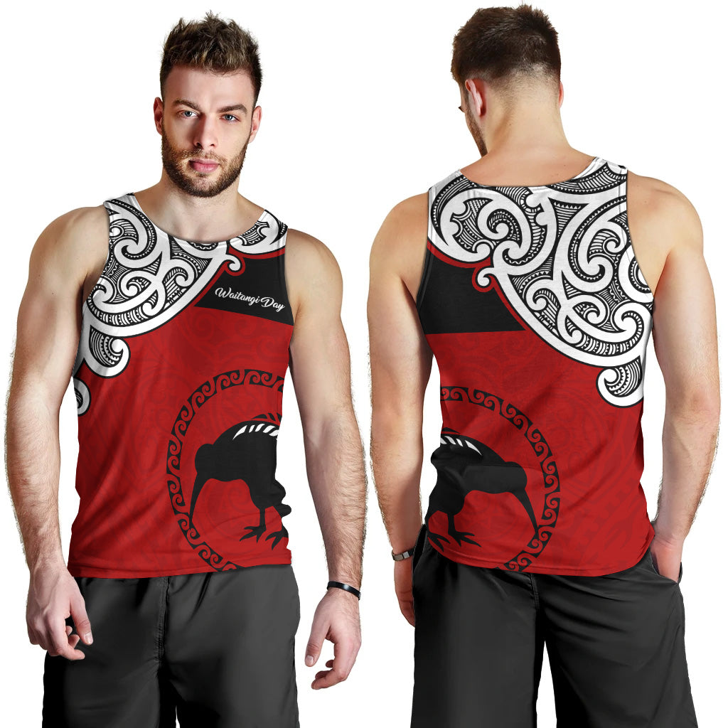 New Zealand Tank Top - Happy Waitangi Day Kiwi Bird and Maori Traditional