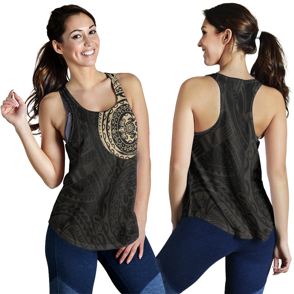 Polynesian Women Racerback Tank - Polynesian Tattoo Style Version 2 Gold
