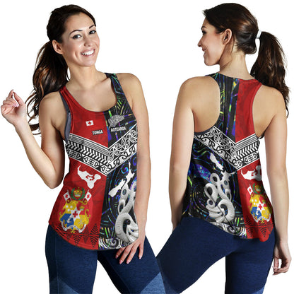 Tonga Polynesian Women Racerback Tank - Tonga And Aotearoa Polynesian Coat Of Arms