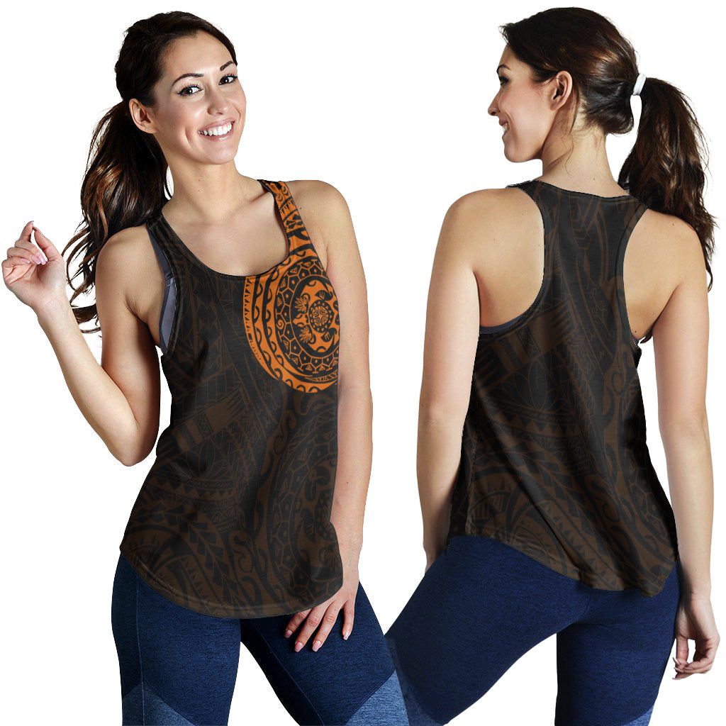 Polynesian Women Racerback Tank - Polynesian Tattoo Style Version 2 Orange