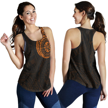 Polynesian Women Racerback Tank - Polynesian Tattoo Style Version 2 Orange