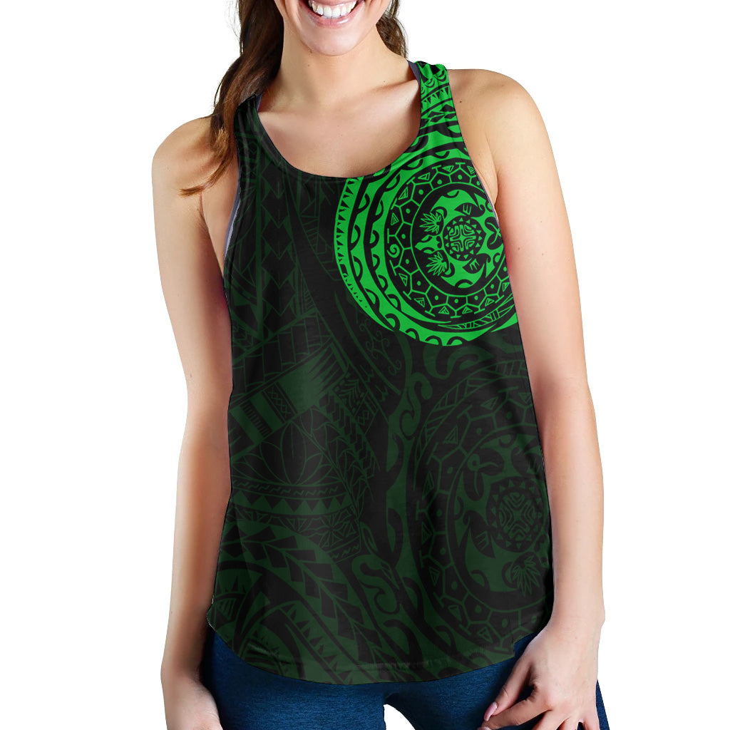 Polynesian Women Racerback Tank - Polynesian Tattoo Style Version 2 Green