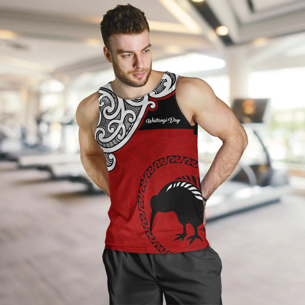 New Zealand Tank Top - Happy Waitangi Day Kiwi Bird and Maori Traditional