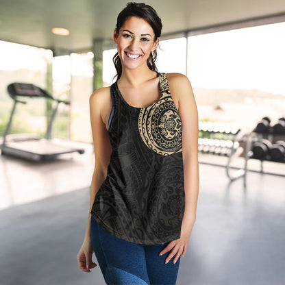 Polynesian Women Racerback Tank - Polynesian Tattoo Style Version 2 Gold