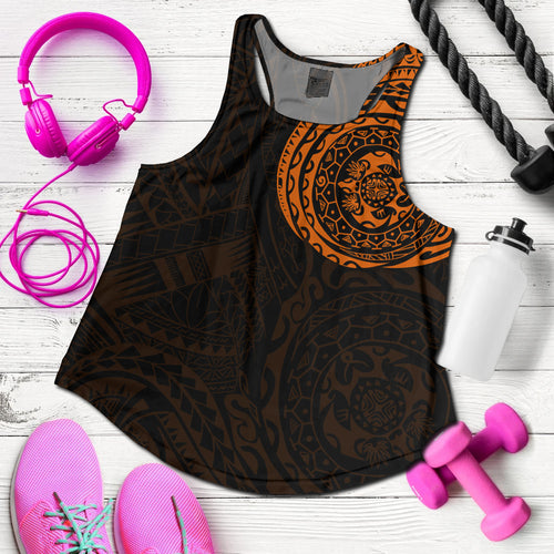 Polynesian Women Racerback Tank - Polynesian Tattoo Style Version 2 Orange
