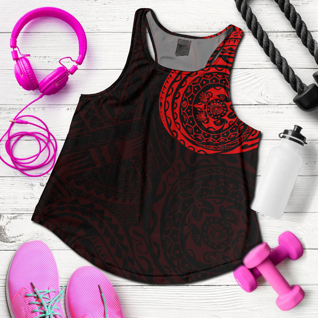 Polynesian Women Racerback Tank - Polynesian Tattoo Style Version 2 Red