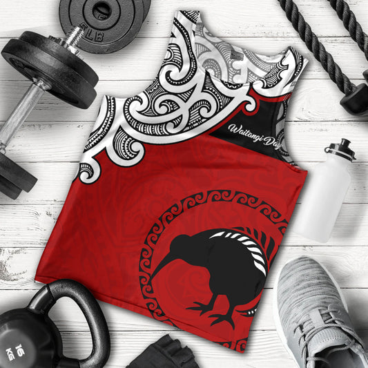 New Zealand Tank Top - Happy Waitangi Day Kiwi Bird and Maori Traditional