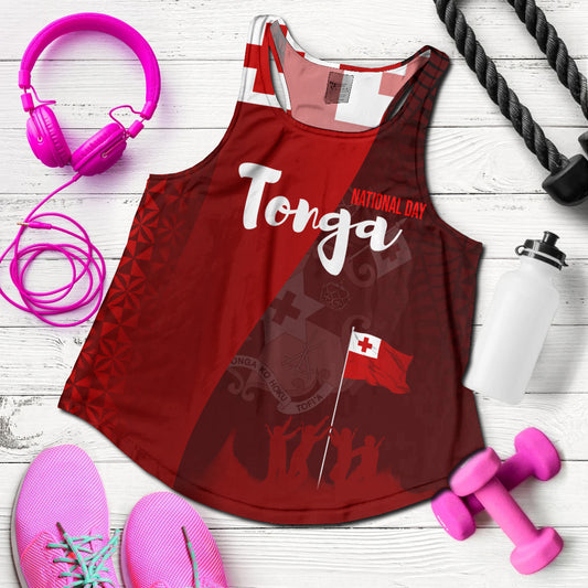 Tonga Women Racerback Tank - National Day Tonga Coat Of Arms Polynesian