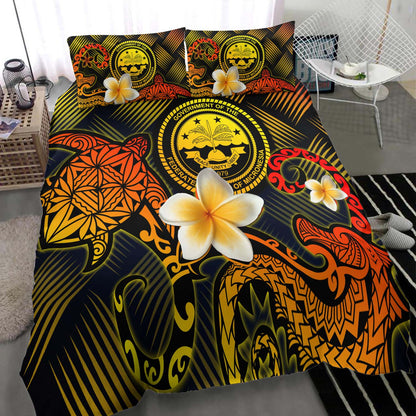 Federated States of Micronesia Polynesian Bedding Set - Lauhala Turtle Plumeria Tropical