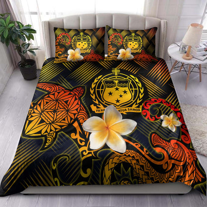 Samoa Polynesian Bedding Set - Lauhala Turtle Plumeria Tropical