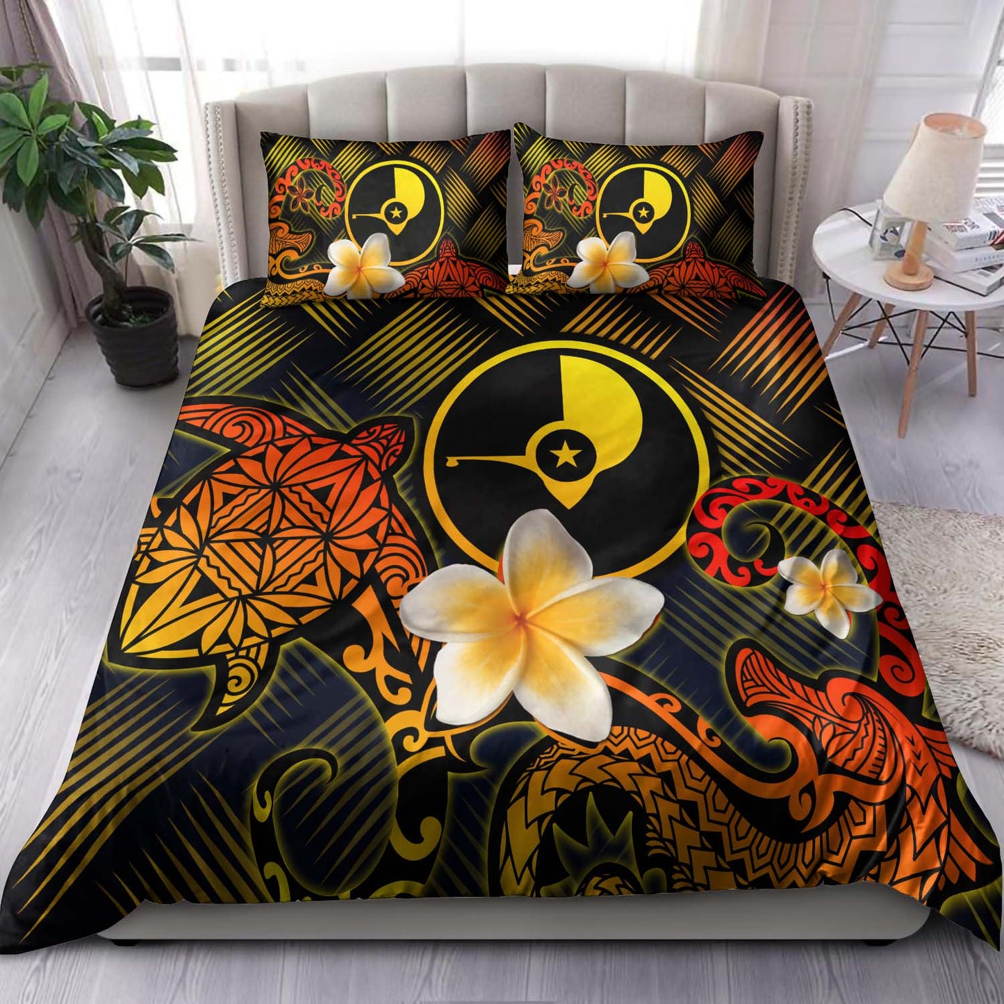 Yap Polynesian Bedding Set - Lauhala Turtle Plumeria Tropical