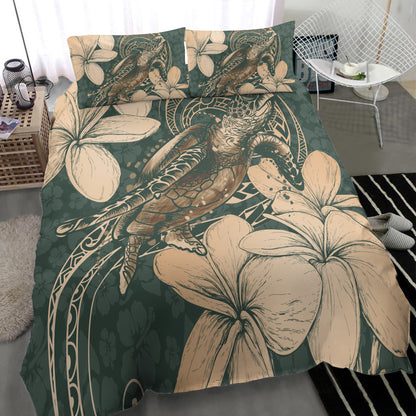 Hawaii Bedding Set Turtle Map Plumeria Hibiscus Floral