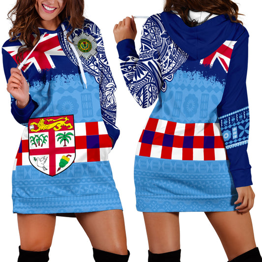 Fiji Hoodie Dress Fijian UK Flag With Coat Of Arms