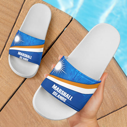 Marshall Islands Flag Color With Traditional Patterns Slide Sandals