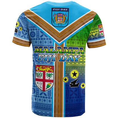 Malampa Fiji Day T-Shirt - Custom Malampa Flag Fiji Tapa Patterns T-Shirt