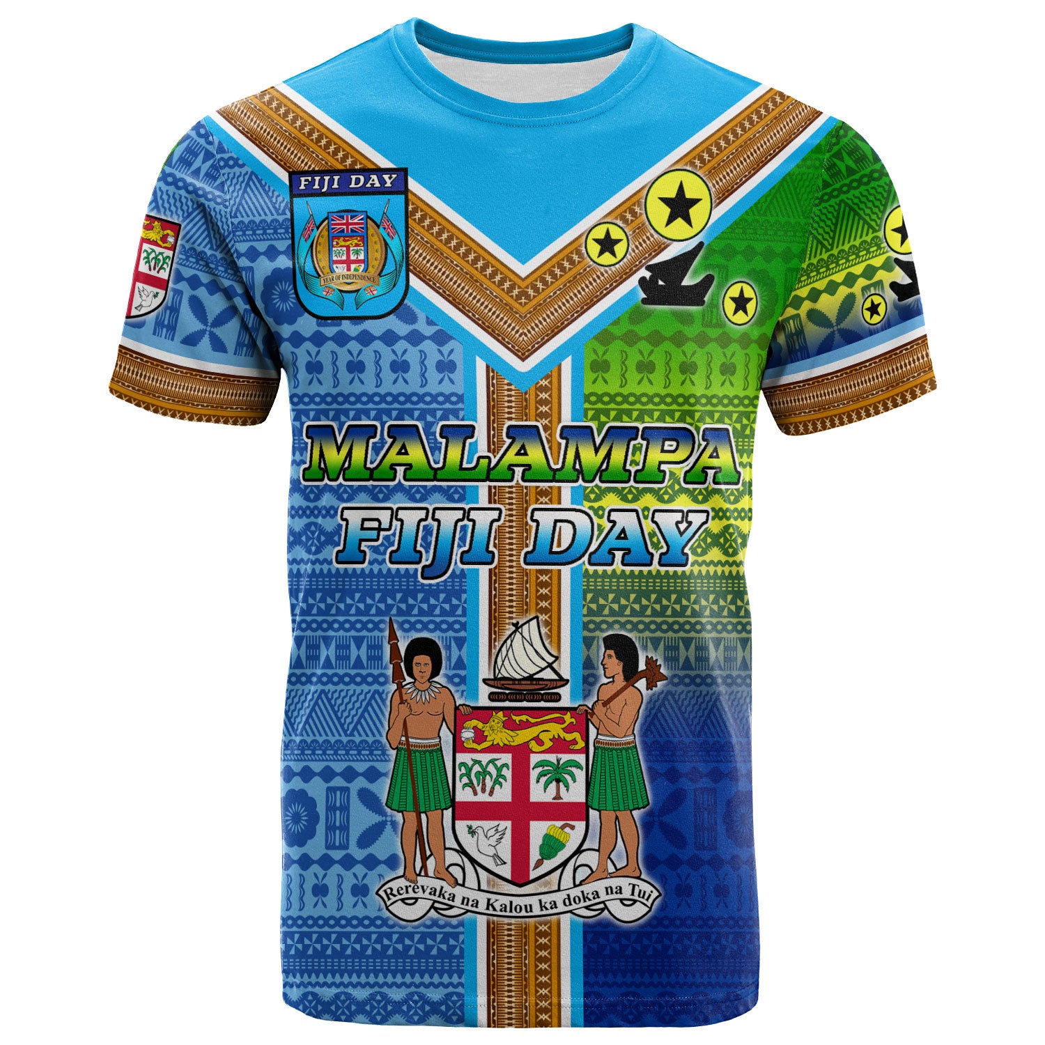 Malampa Fiji Day T-Shirt - Custom Malampa Flag Fiji Tapa Patterns T-Shirt