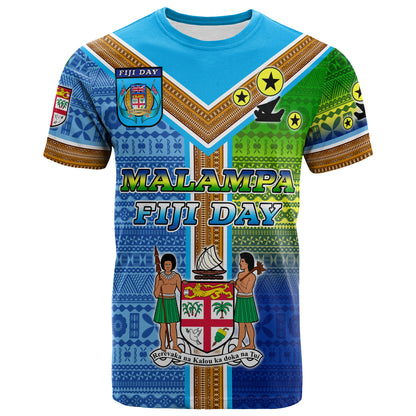 Malampa Fiji Day T-Shirt - Custom Malampa Flag Fiji Tapa Patterns T-Shirt