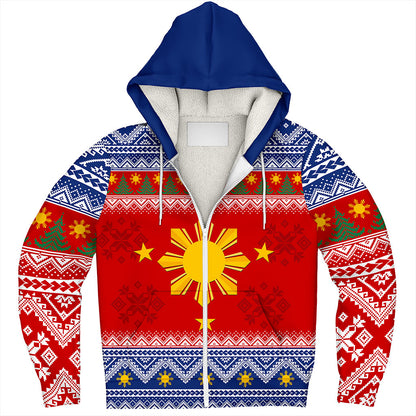 Philippines Filipinos Sherpa Hoodie Maligayang Pasko Christmas Parol Style