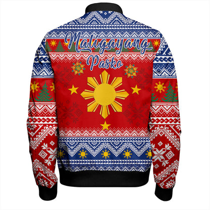 Philippines Filipinos Bomber Jacket Maligayang Pasko Christmas Parol Style