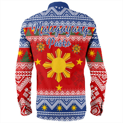 Philippines Filipinos Long Sleeve Shirt Maligayang Pasko Christmas Parol Style
