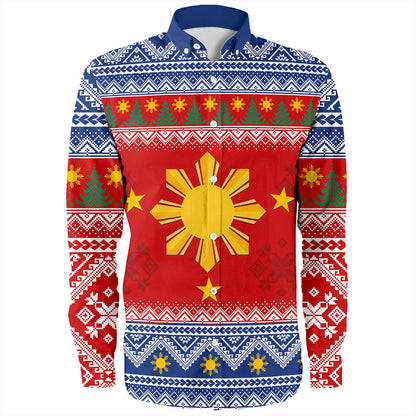 Philippines Filipinos Long Sleeve Shirt Maligayang Pasko Christmas Parol Style