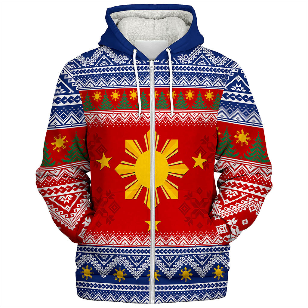 Philippines Filipinos Sherpa Hoodie Maligayang Pasko Christmas Parol Style