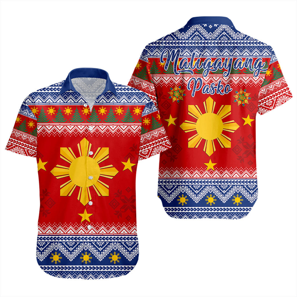 Philippines Filipinos Short Sleeve Shirt Maligayang Pasko Christmas Parol Style