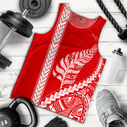 New Zealand Tank Top Maori Tribal Silver Fern Tattoo Style Red