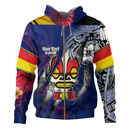 Marquesas Islands Hoodie Custom Marquesan Blood Inside Me Polynesian Sleeve Tattoo Tropical Blue