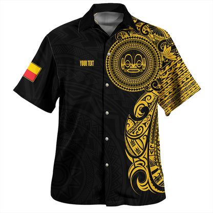 Tahiti Hawaiian Shirt Custom Polynesian Half Sleeve Gold Tattoo With Seal Black