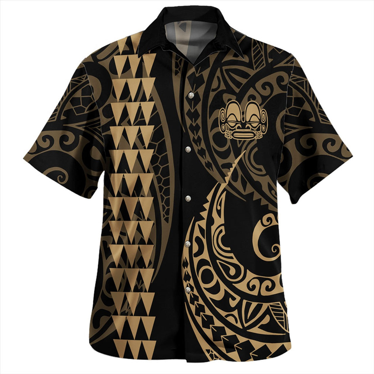 Marquesas Islands Combo Puletasi And Shirt Kakau Style Gold