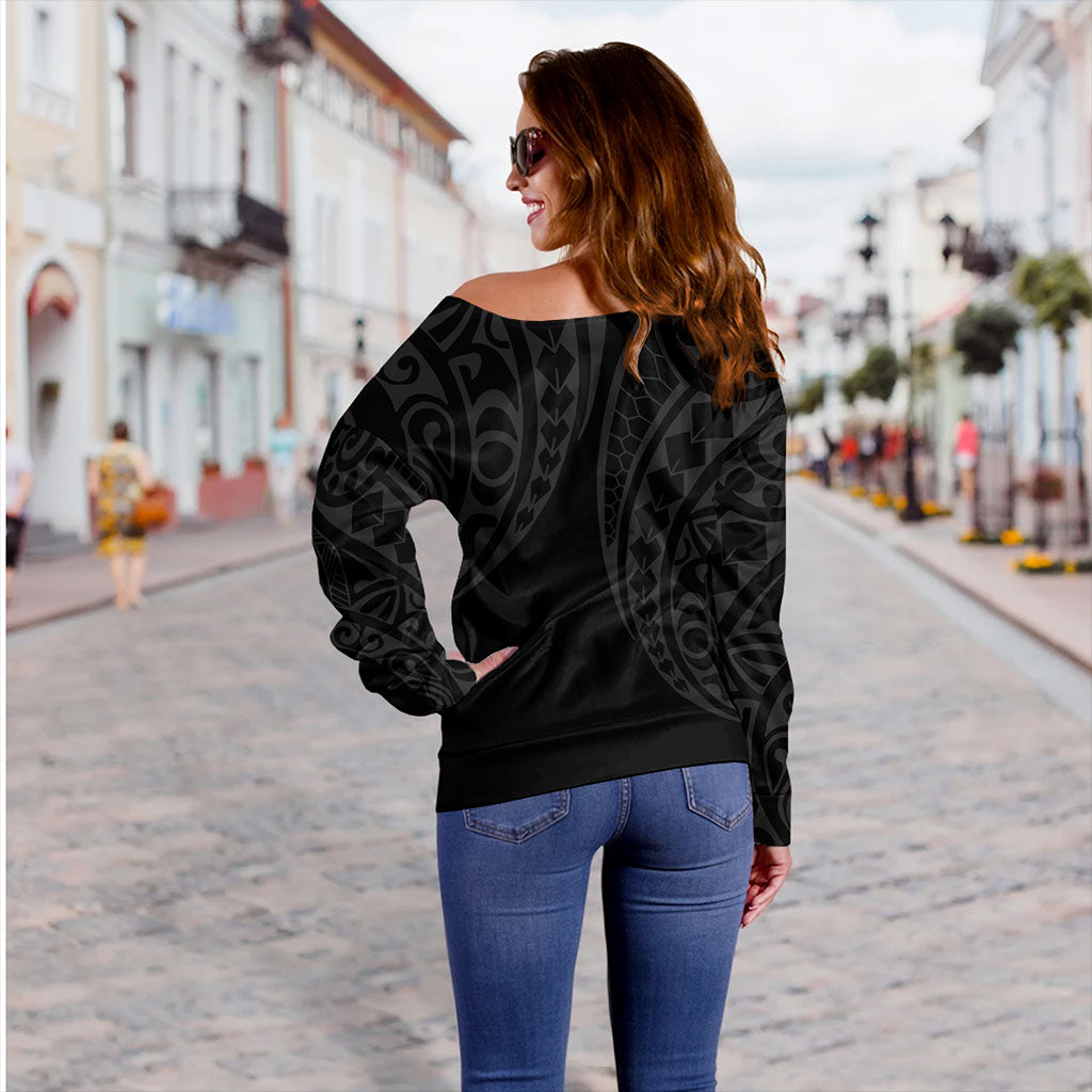 Marquesas Islands Off Shoulder Sweatshirt Kakau Style