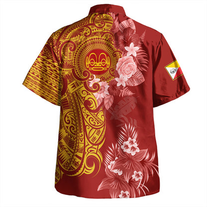 Marquesas Islands Combo Short Sleeve Dress And Shirt Polynesian Tropical Plumeria Tribal Red