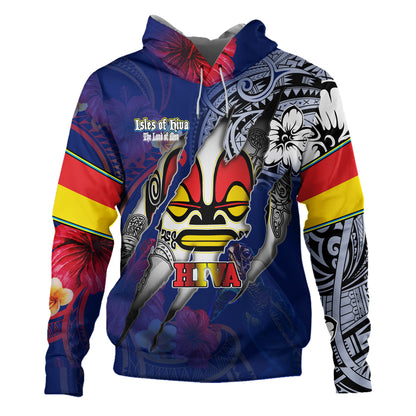 Marquesas Islands Hoodie Custom Marquesan Blood Inside Me Polynesian Sleeve Tattoo Tropical Blue