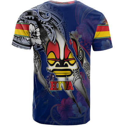 Marquesas Islands T-Shirt Custom Marquesan Blood Inside Me Polynesian Sleeve Tattoo Tropical Blue