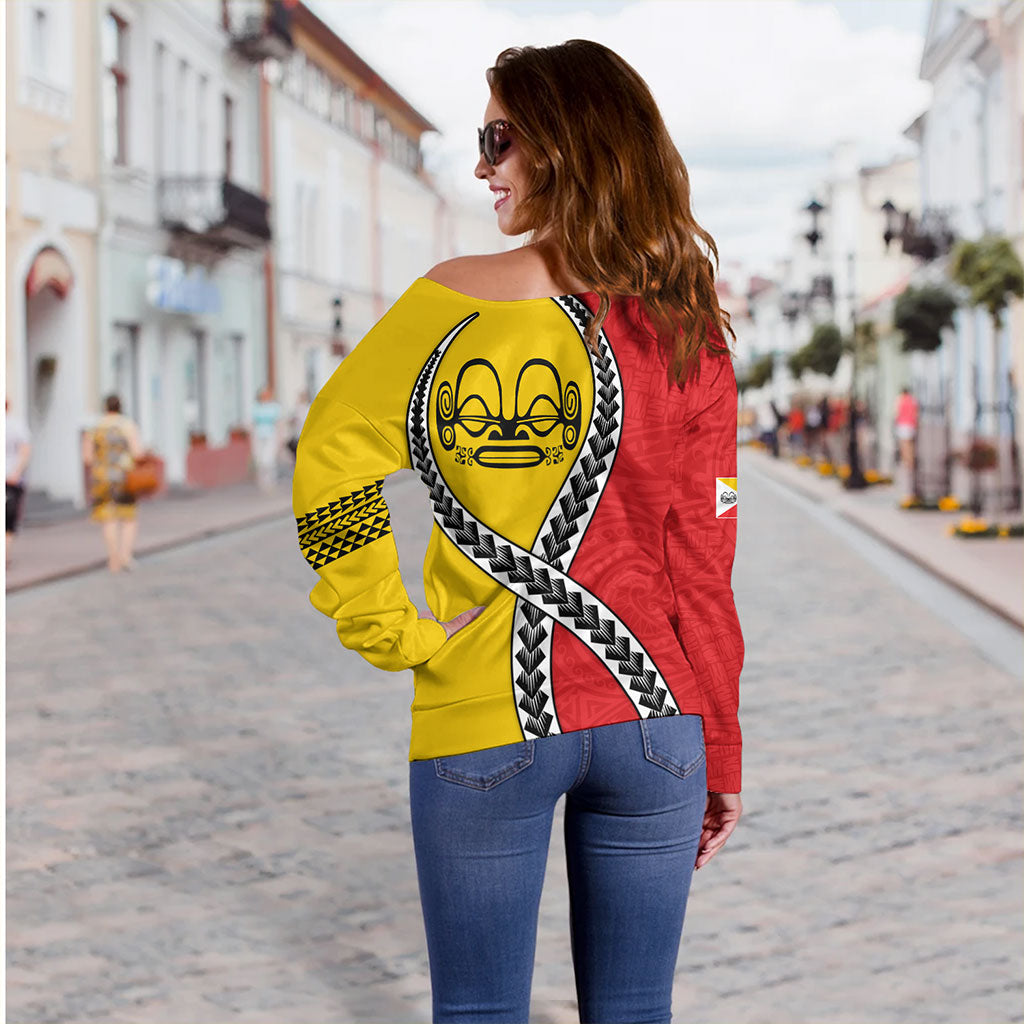 Marquesas Islands Off Shoulder Sweatshirt Tribal Polynesian In My Heart