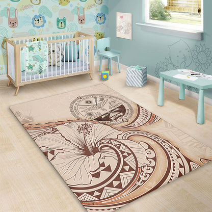 Marshall Islands Area Rug Hibiscus Flower Vintage Style