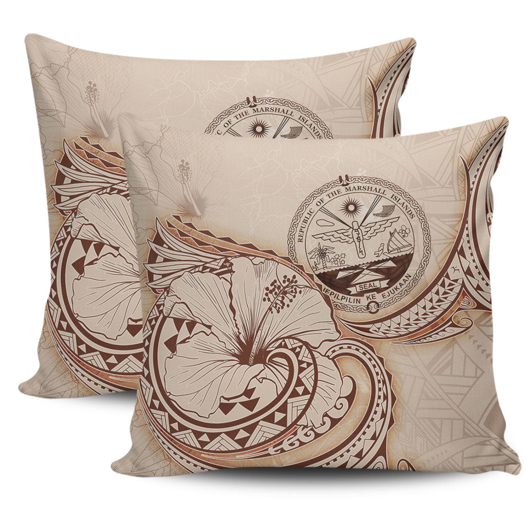 Marshall Islands Pillow Cover Hibiscus Flower Vintage Style