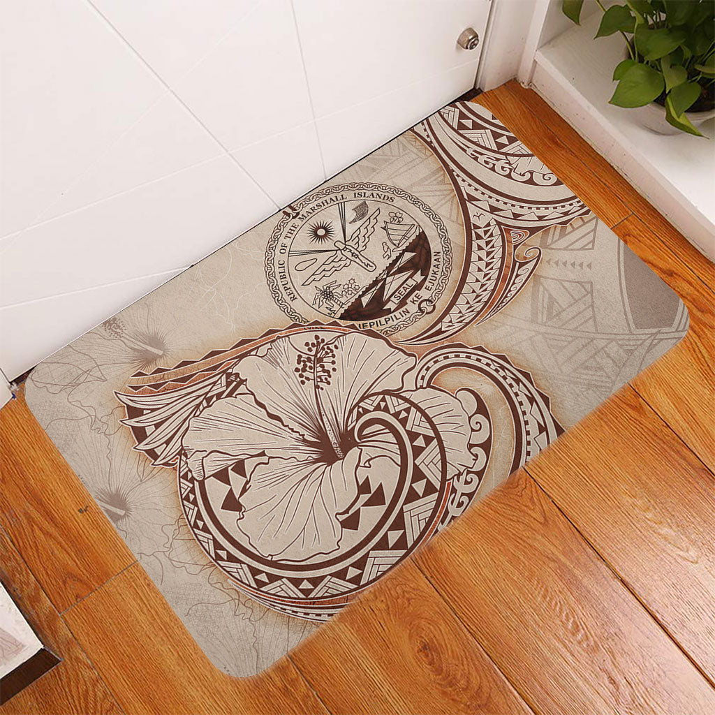 Marshall Islands Door Mat Hibiscus Flower Vintage Style