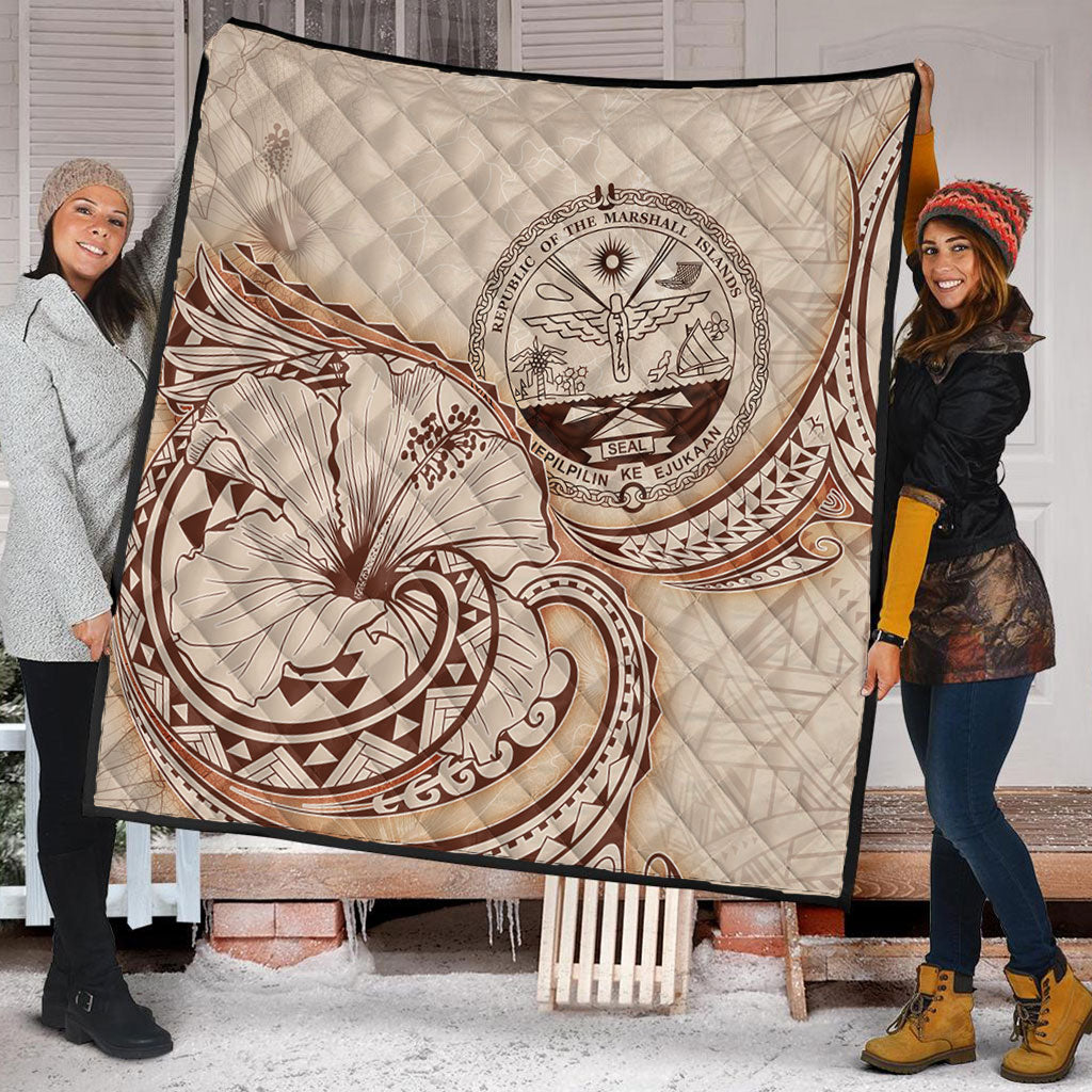 Marshall Islands Premium Quilt Hibiscus Flower Vintage Style