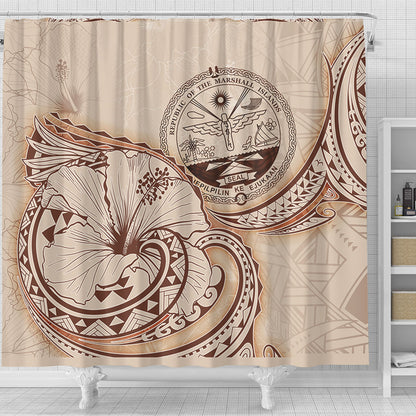 Marshall Islands Shower Curtain Hibiscus Flower Vintage Style