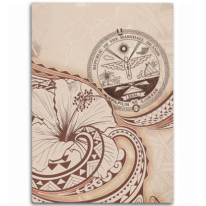Marshall Islands Area Rug Hibiscus Flower Vintage Style