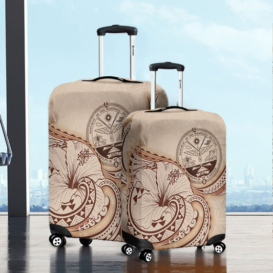 Marshall Islands Luggage Cover Hibiscus Flower Vintage Style
