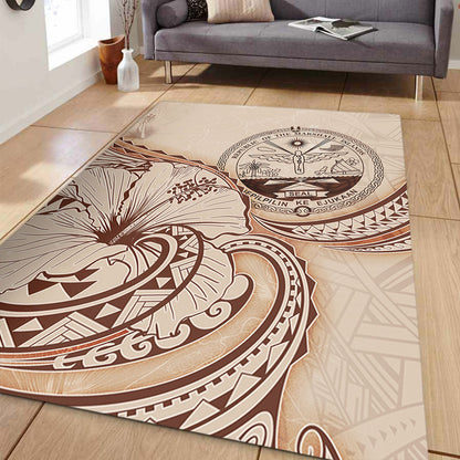 Marshall Islands Area Rug Hibiscus Flower Vintage Style
