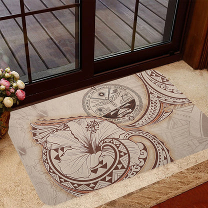 Marshall Islands Door Mat Hibiscus Flower Vintage Style
