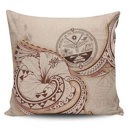 Marshall Islands Pillow Cover Hibiscus Flower Vintage Style