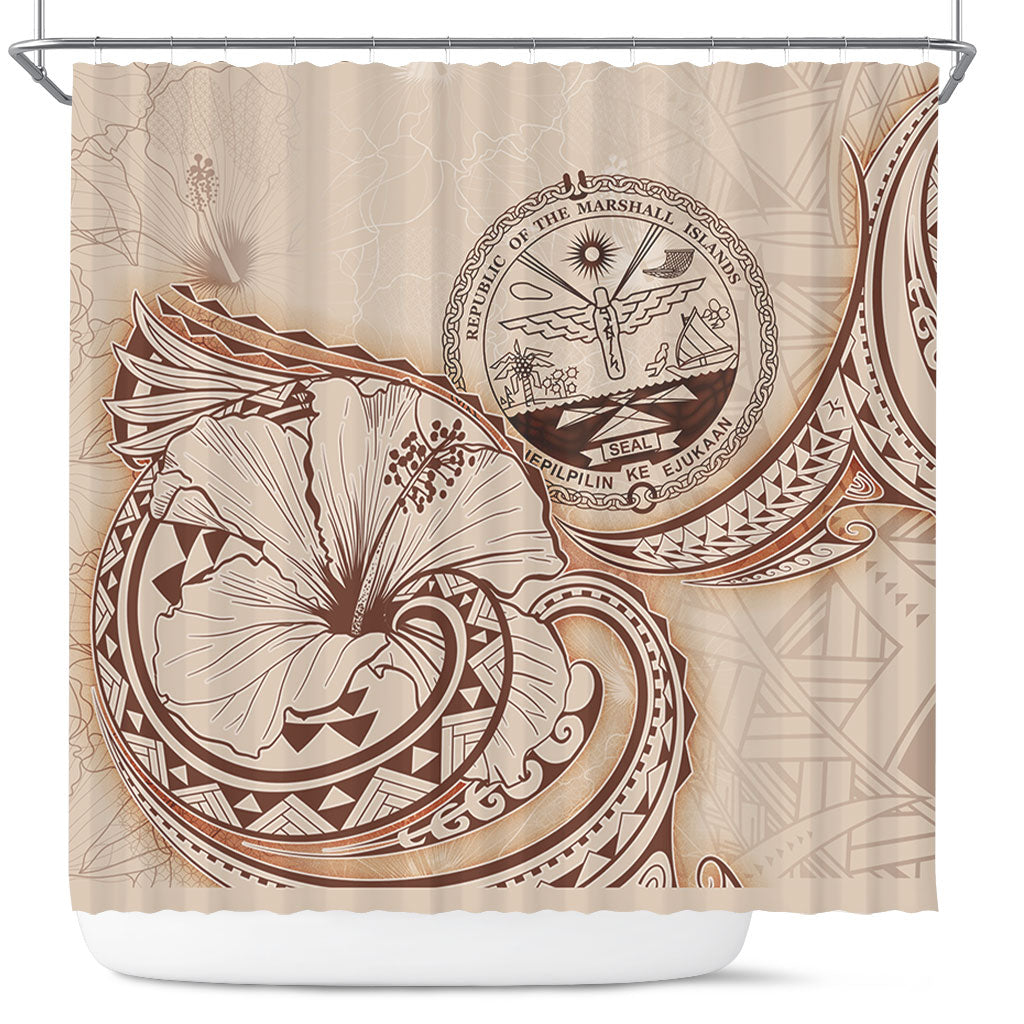 Marshall Islands Shower Curtain Hibiscus Flower Vintage Style