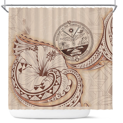 Marshall Islands Shower Curtain Hibiscus Flower Vintage Style