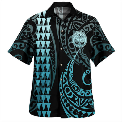 Marshall Islands Combo Puletasi And Shirt Kakau Style Turquoise